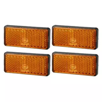 Partuto Set of 4 2.20 x0.98 Universal Reflectors - Rectangular Orange Plastic Motorcycle Reflectors for
