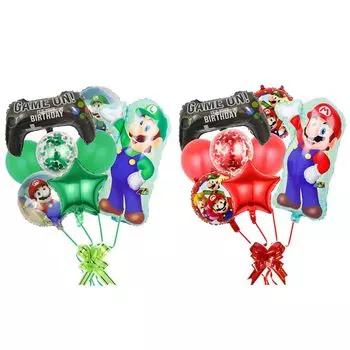 Party Balloon Set Mario Super Mario Birthday Decoration Set of 20 Popular Manga Game Characters Anime Birthday Decoration Garland Balloon Cake