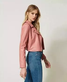 Красивая женская облегающая розовая стильная куртка из 100% овчины, дизайнер XS розовый