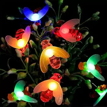 Party Bees Decor 200LED Solar String Lights Outdoor Waterproof for Outside Garden Xmas Christmas Decorations Lighting 607 Solar 5M 20LED жёлтый