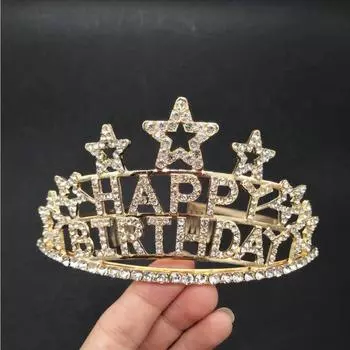 Party crown five-pointed star letter hair crown HAPPY BIRTHDAY birthday crown cake decoration