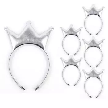 Party, cute crown headband, silver, 6 pieces