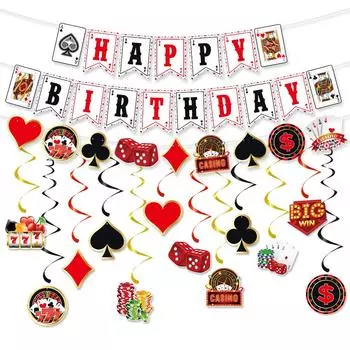 Party Decoration Banner Birthday Party Background Decoration Poker Flag Setting Props