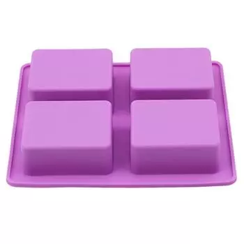 Party Dessert Silicone Mold Tree Shape 4 Hole Square Soap Mold Crafts Chocolate Cake Molding Handmade Tools 2024 фиолетовый