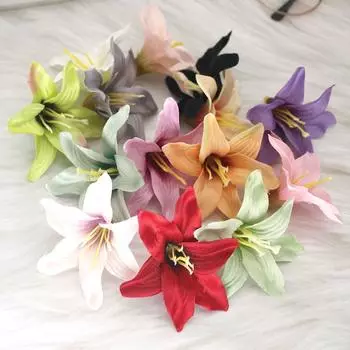 Party Gorgeous DIY Stemless Elegant Fake Lilies Head Silk Plants Artificial Lilies Faux Flowers чёрный