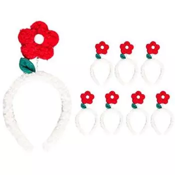 Party show mink flower party headband, red, 8 pieces