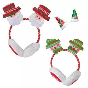 Party Show Высококачественные рождественские наушники-обручи (2 типа) + Заколка для волос в виде конуса Санты (2 типа) комплект, наушники с оголовьем (Санта..., 1 комплект)