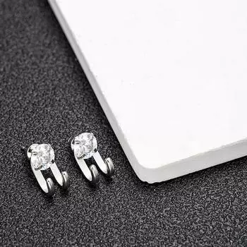 Party Street Wear Women Silver Plate Zircon Hook Paw Earrings Korean Earrings Men Accessories