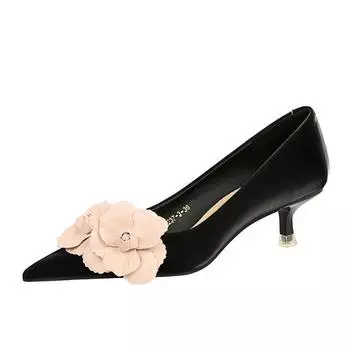 Праздничные женские туфли на тонком среднем каблуке, с открытым мыском, узкие, с острым носком, в цветовой гамме, с цветами, элегантные и дорогие женские туфли 35