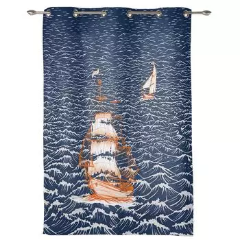 Парус на волнах, оконная занавеска для гостиной, роскошная занавеска с балдахином для спальни, дома, кухни, Декор, занавеска 135W x 60H(cm) x1