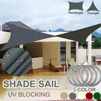 Парус от солнца с тросом из нержавеющей стали, коммерческий уличный навес, прямоугольник, треугольник, 185GSM, водонепроницаемая ткань для заднего двора, бассейна на террасе Triangle 2x2x2M