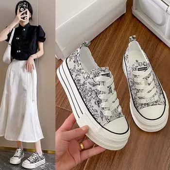 Парусиновая обувь, 2024 г., летняя обувь Hundred с дышащей толстой подошвой, повседневная женская обувь 2412 35