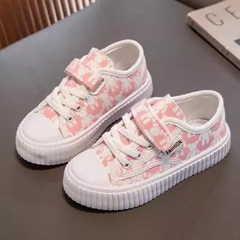 Парусиновая обувь для девочек, весенне-осенние новые туфли для средних и больших детей на мягкой подошве, спортивная обувь, модные противоскользящие туфли для досок 26 розовый