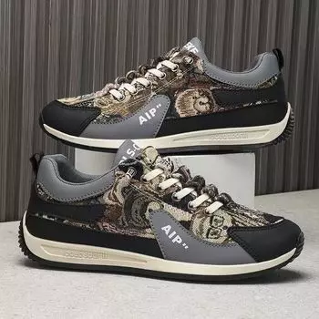 Парусиновые туфли Bear мужские летние модные универсальные дышащие спортивные туфли с низким верхом удобные мягкие подошвы трендовые туфли в этническом стиле для скейтбординга 39 коричневый