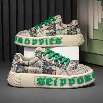 Парусиновые туфли мужские 2024 новые летние дышащие туфли на толстой подошве, увеличивающие рост, повседневные туфли для занятий спортом в средней школе 39