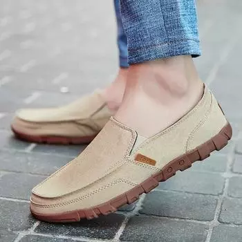 Парусиновые туфли мужские летние дышащие мужские туфли с мягкой подошвой туфли с одной педалью сандалии старые пекинские мужские повседневные тканевые туфли мужские 39 хаки