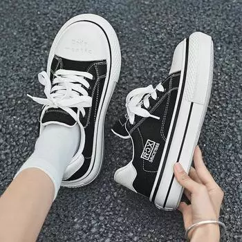 Парусиновые туфли мужские летние дышащие универсальные повседневные туфли для серфинга спортивная платформа парный нишевый дизайн корейская версия женская обувь 35 чёрный