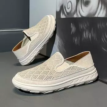 Парусиновые туфли мужские летние старые пекинские дышащие повседневные однопедальные спортивные тканевые туфли большого размера для ходьбы на открытом воздухе сетчатые туфли 38 песочный