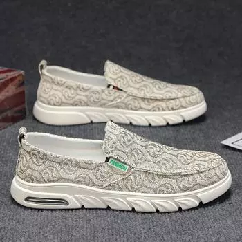 Парусиновые туфли мужские летние тонкие дышащие однопедальные тканевые туфли мужские рабочие нескользящие спортивные повседневные туфли 39