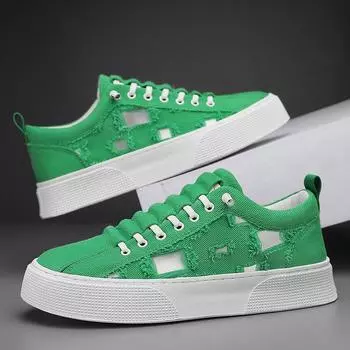 Парусиновые туфли мужские туфли 2024 новые летние дышащие простые туфли из рваной ткани повседневные мужские спортивные туфли на плоской подошве модные туфли 39