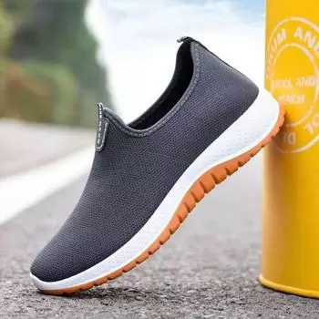 Парусиновые туфли Old Beijing для ходьбы пожилым и средним людям, мужские туфли с толстой подошвой из говяжьих сухожилий, легкие туфли с одной педалью 36