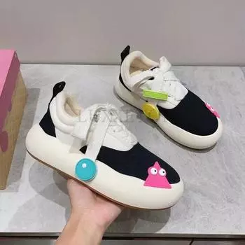 Парусиновые туфли с толстой подошвой и круглым носком, сетчатые, дышащие, удобные, повседневные и универсальные, нишевые дизайнерские кроссовки 35 черный белый