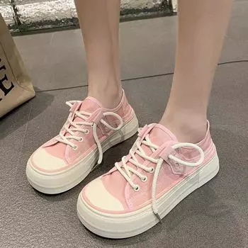 Парусиновые туфли женские ретро туфли с большой головой весна-лето 2025 в корейской версии повседневные спортивные туфли длиной два с половиной дюйма 35