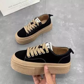 парусиновые женские туфли женские туфли для скейтбординга весна 2024 новые спортивные и повседневные туфли универсальные нишевые дизайн маленькие белые туфли 35 чёрный