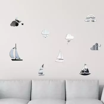 Парусная лодка, скользящая по ветру и волнам, гостиная, спальня, кабинет, акриловая настенная самоклеящаяся декоративная наклейка на зеркало, чтобы скрыть уродство