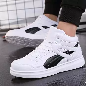 Пары Белые кроссовки Уличная мода High Top Плоские кроссовки Кроссовки Баскетбольная обувь Обувь 35 белый/чёрный