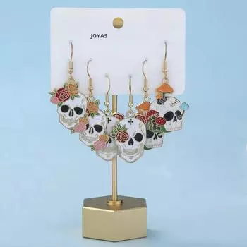 Пары Хэллоуин цинковый сплав череп цветок серьги комплект интересные украшения для девочек подарок классический стиль серьги-подвески