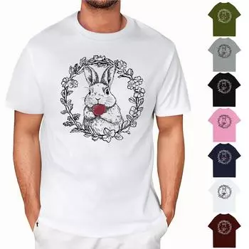 Пасха - мужская повседневная мешковатая футболка с принтом кролика, круглый вырез, пуловер, топ с короткими рукавами L армия зеленый