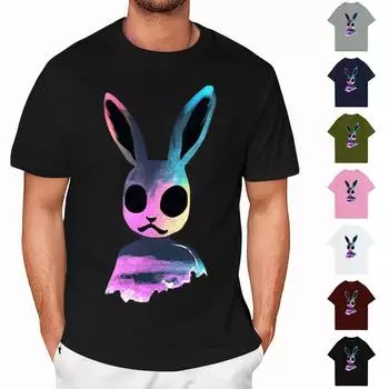 Пасха - мужская повседневная мешковатая футболка с принтом кролика, круглый вырез, пуловер, топ с короткими рукавами L армия зеленый