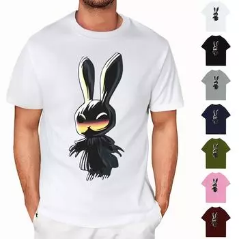 Пасха - мужская повседневная мешковатая футболка с принтом кролика, круглый вырез, пуловер, топ с короткими рукавами M