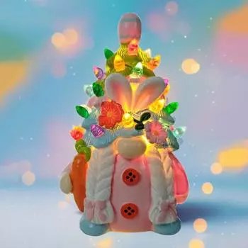 Пасхальная безликая кукла с лампой Гоблин Декоративный смоляной орнамент Маленький ночник Подарок One Size розовый