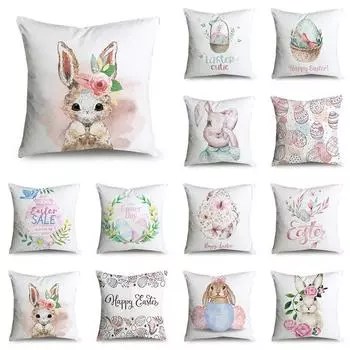Пасхальная декоративная наволочка с кроликом, цветком, яйцом, узором, домашний декор, спальня, диван, наволочка, счастливая Пасха 40x40cm