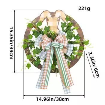 Пасхальная деревянная открытка, венок с кроличьим колесом, праздничная атмосфера, реквизит, подвесное пасхальное украшение для окон и дверей U1-33 Resurrection Rabbit Wheel Wreath