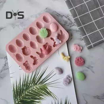 Пасхальная форма для шоколада в форме яйца, прозрачная текстура, силиконовая 18 полостей, форма для украшения торта, конфетная форма для вечеринки розовый
