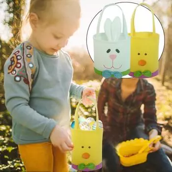 Пасхальная холщовая подарочная сумка Холстовая подарочная сумка с кроликом Сумка для конфет Большая сумка One Size белый