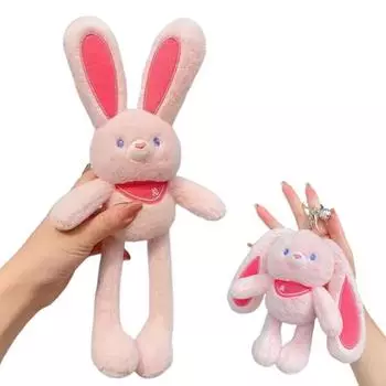 Пасхальная игрушка-кролик-выдвижной кролик 11,4 дюйма, плюшевый брелок в виде кролика, забавная выдвижная подвеска в виде кролика, интерактивная красочная мягкая игрушка для дней рождения синий