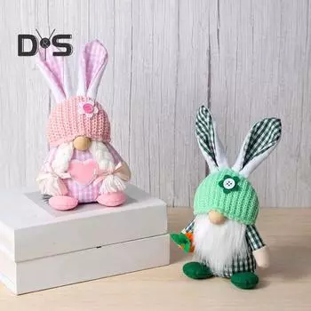 Пасхальная кукла-гном, плюшевые кроличьи уши, гномы с вязаной шапкой, мягкая безликая кукла, настольное украшение для домашнего офиса Men