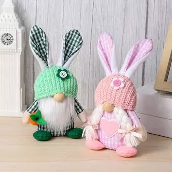 Пасхальная кукла-гном, плюшевые кроличьи уши, гномы с вязаной шапкой, мягкая безликая кукла, настольное украшение для домашнего офиса Men