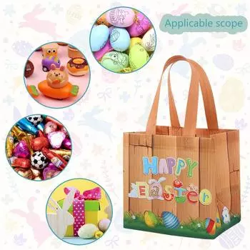 Пасхальная нетканая сумка-тоут Пасхальное яйцо Вечерние многоразовые нетканые подарочные пакеты для покупок as the picture