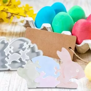Пасхальная силиконовая форма для кролика, пищевая форма для пасхального кролика, антипригарная форма для литья гипса, трафарет в виде кролика для поделок из смолы, свечей, домашнего декора белый