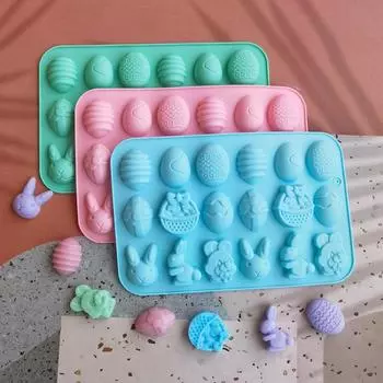Пасхальная силиконовая форма Кролик Цветное яйцо Шоколадный торт Форма Ручная форма для мыла Кролик Печенье Формы Праздничное украшение Инструменты для выпечки