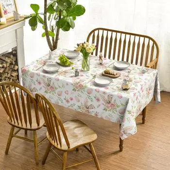 Пасхальная скатерть с изображением зайчика и цветов, моющаяся, для праздничной вечеринки, обеденного стола, кофе, декор 50x50cm napkin