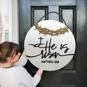 Пасхальная табличка на дверь, круглая подвесная подвеска с гладким шнуром