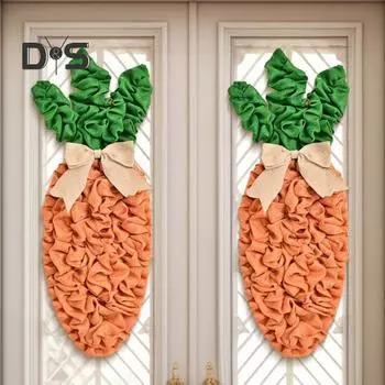 Пасхальная ткань Морковный венок Домашний офис Входная дверь Настенный декор Большая имитация редиса Гирлянда Праздничное украшение для вечеринки Орнамент A