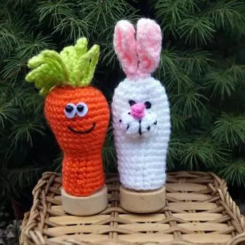Пасхальная вязаная крючком кукла-марионетка, ручная работа, овечка, кролик, морковка, яйцо, кукла-марионетка для малышей, рассказывание историй, ролевые игры, образовательные мини-вязаные игрушки B Carrot Set