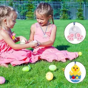 Пасхальное ожерелье, милый кролик, морковь, красочное яйцо, кулон в виде цыпленка, изысканный элегантный фестивальный наряд, карнавальное украшение, пластиковая цепочка из бисера, Пасхальная цепочка E